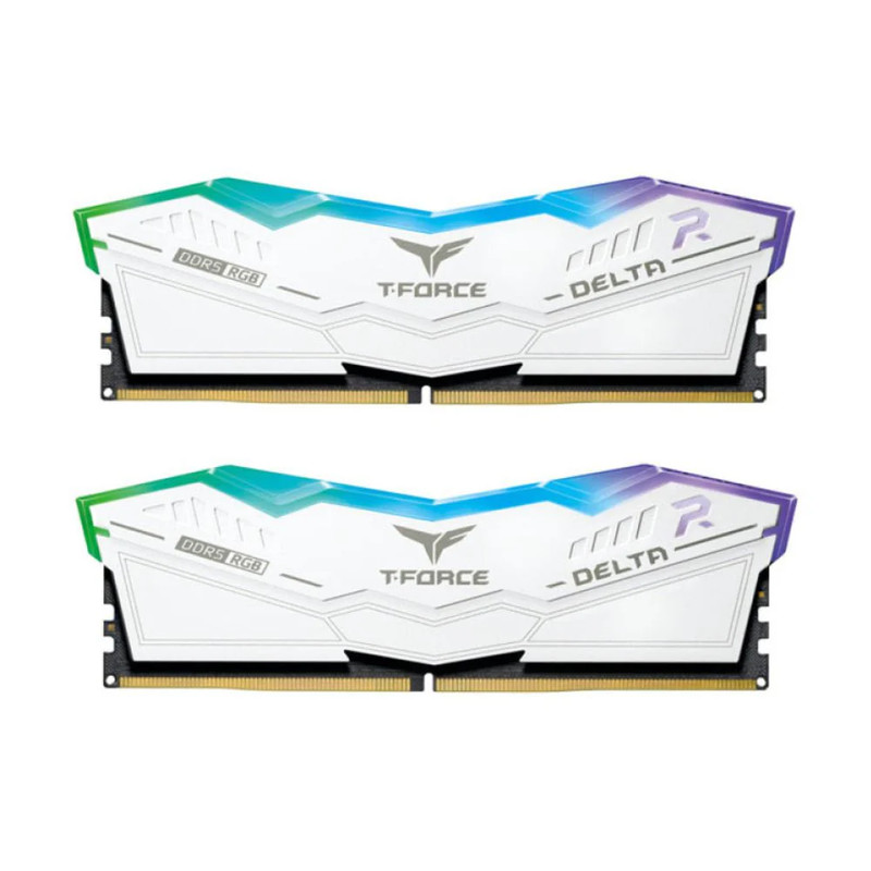 Team Group T-Force Delta RGB 32GB (2X16GB) CL40 DDR5 6400Mhz - White - الذاكرة العشوائية